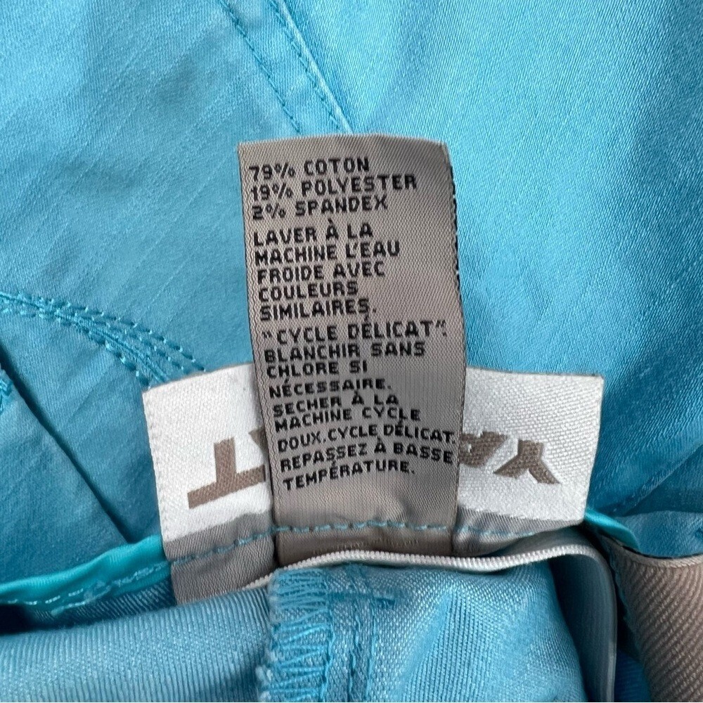 Tanjay pants bright aqua blue silver detail hardware Blue Boot Cut Pants - Picture 12 of 13